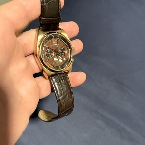 Emporio Armani men’s watch ….beautiful bronze tone with brown band